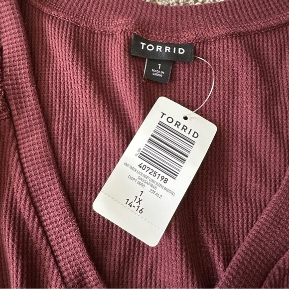 NWT Torrid Knit V-Neck Lace Inset Long Sleeve Babydoll Purple 1X - Picture 4 of 9